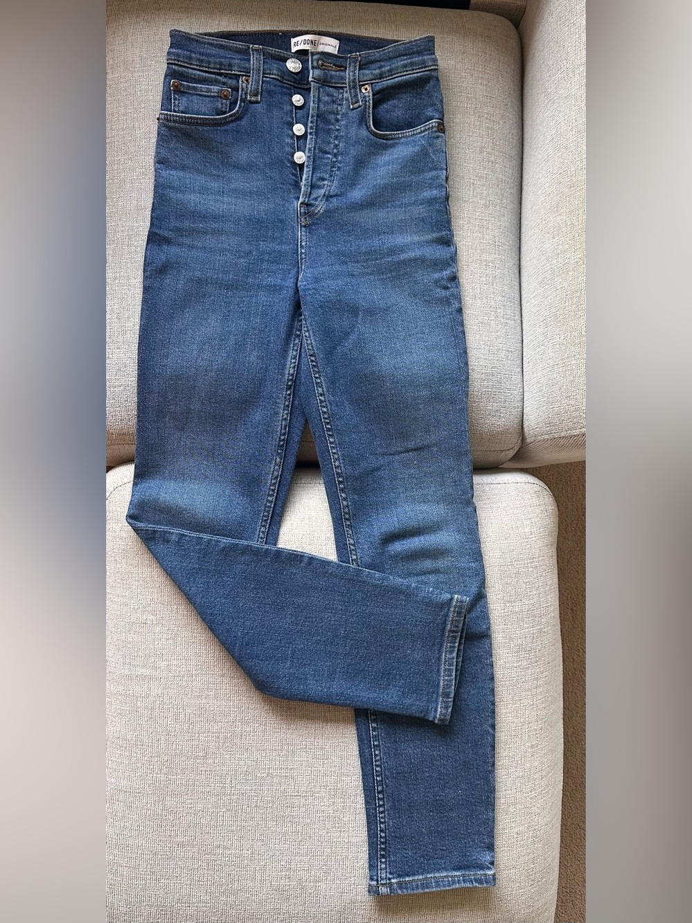 High-Rise Button-Fly Dark Blue Women's Jeans